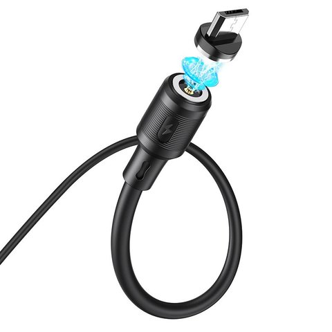 USB кабель Hoco X52, USB тип-A, micro-USB тип-B, 100 см, 2,4 А, чорний, магнітний, #6931474735539 Прев'ю 2