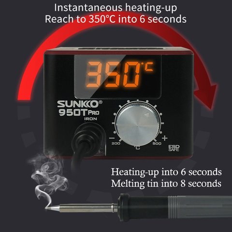 Паяльная станция SUNKKO 950T Pro, цифровая, 75 Вт, черная Превью 3