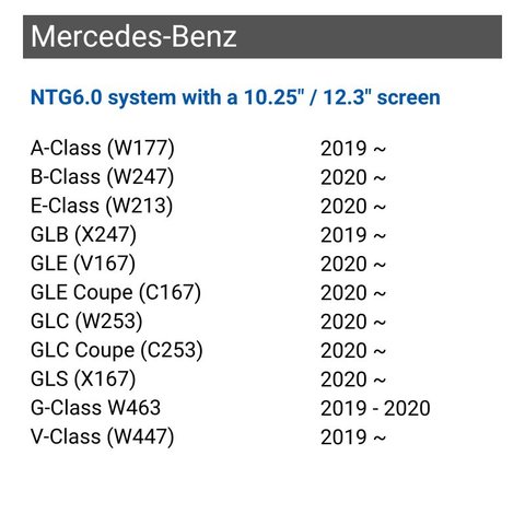 CarPlay для Mercedes-Benz A / B / E / G / V-Class, GLB / GLE / GLC / GLS 2019 2020 г.в. с системой NTG6.0 Превью 1