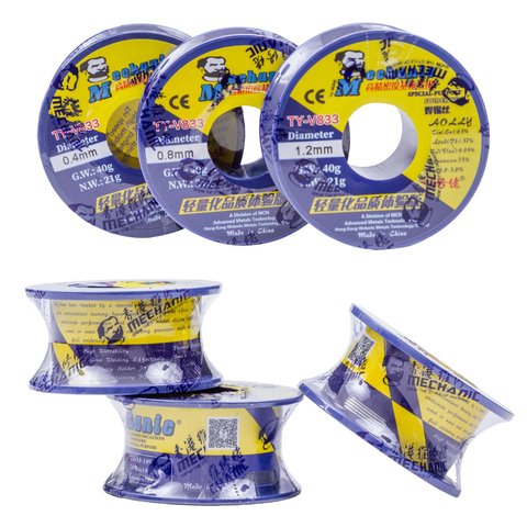 Estaño Mechanic TY-V833, Sn 63% , Pb 37%, flux 1-3%, 1,2 mm, 40 g Vista previa  1