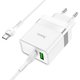 Сетевое зарядное устройство Hoco N21, 30 Вт, Power Delivery (PD), белый, c кабелем USB тип-C к USB тип-C, 2 порта, #6931474757791 Превью 1