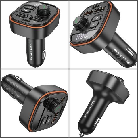 FM-трансмітер Borofone BC59, чорний, з кнопкою, USB тип-C, USB тип-A, #6941991117312 Прев'ю 1
